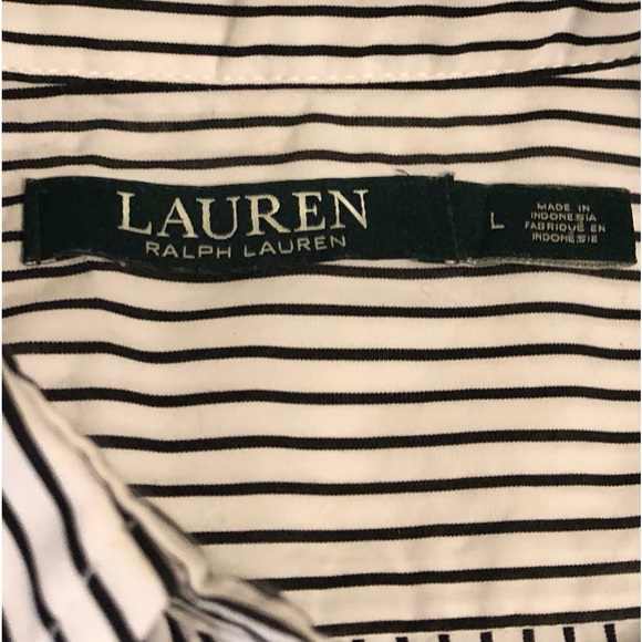 Lauren Ralph Lauren Button Down Bell Sleeve Striped Shirt Size Large - Picture 4 of 8